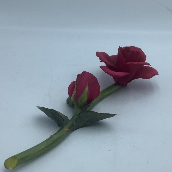 Capodimonte Italy Napoleon Porcelain Red Rose Stem - Picture 7 of 14